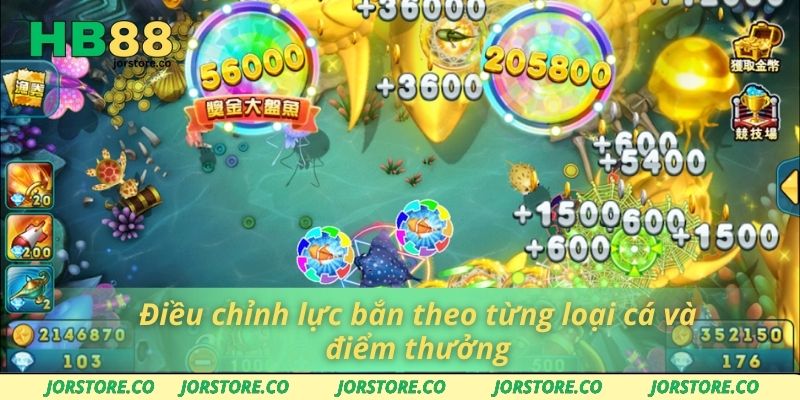 Lựa Chọn Các Loại Súng Bắn Cá Phù Hợp Từng Bàn Chơi HB88 Điều chỉnh lực bắn theo từng loại cá và điểm thưởng